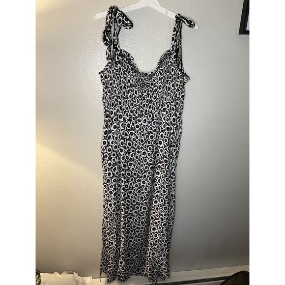 Diane Von Furstenberg Target Size 2X Smocked Tie Strap Neutral Poppy Midi Dress - Picture 5 of 5